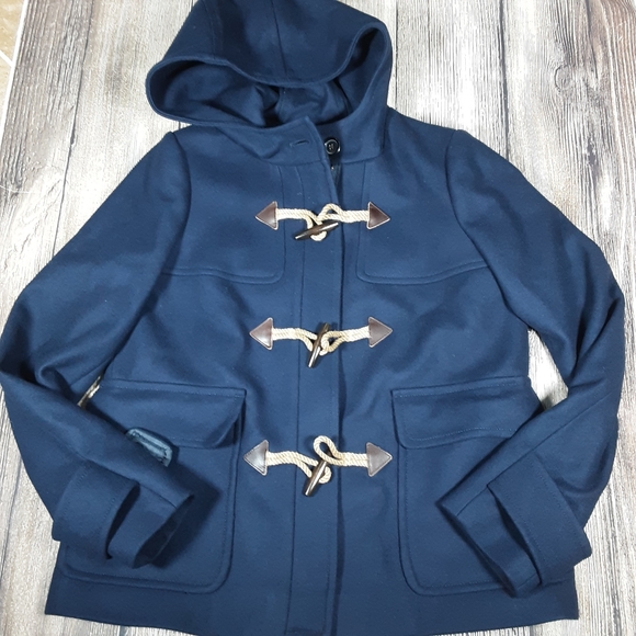 J Crew Melton wool peacoat navy blue size 10